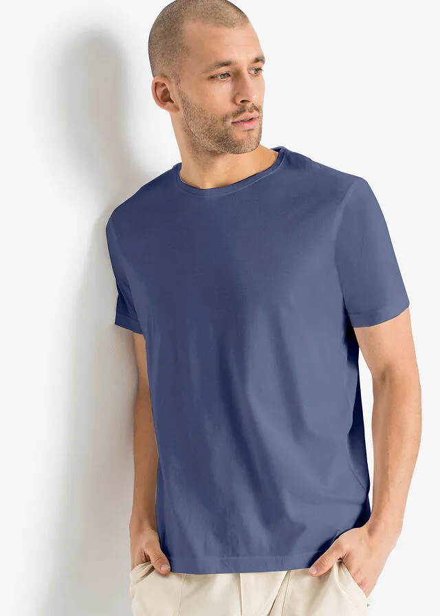 Camiseta (5 unidades) Blanco + gris jaspeado + azul medio + añil + azul oscuro